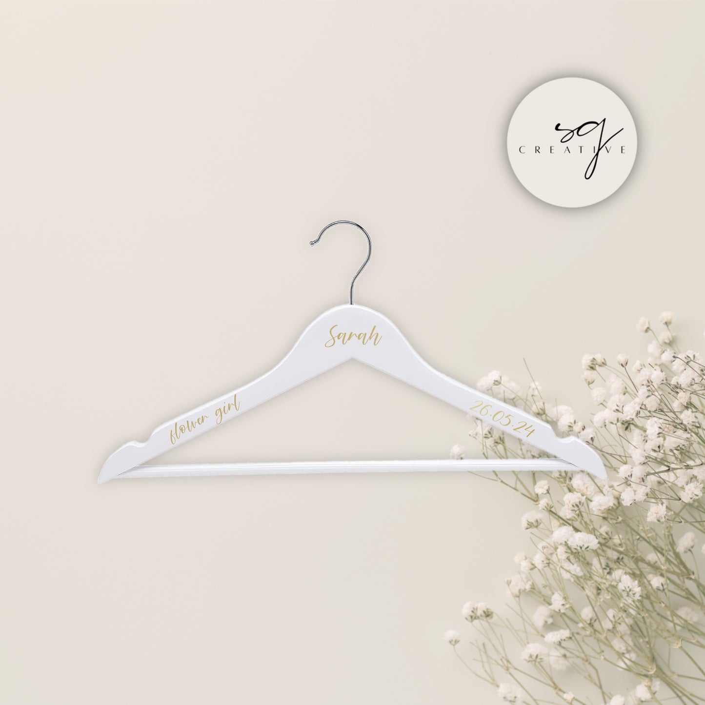 White Wooden Children's Wedding Hanger