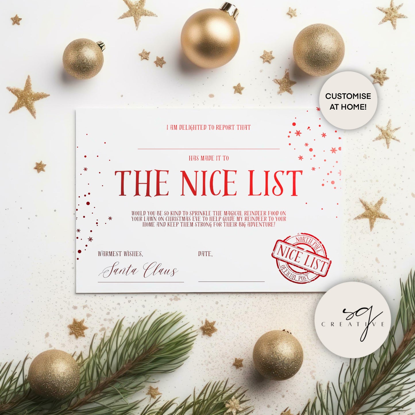 Foil Nice List Certificate