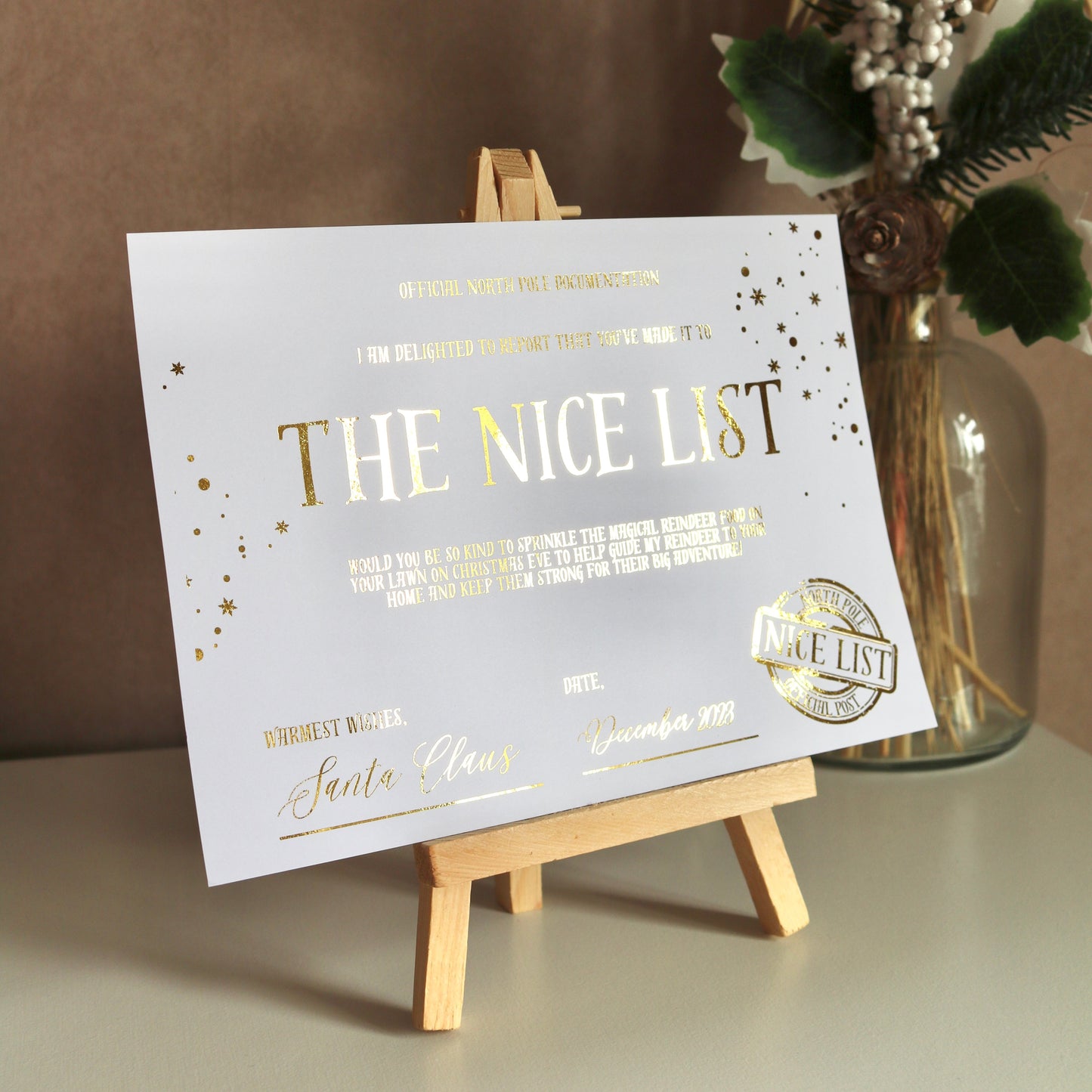 Personalised Foil Nice List Certificate