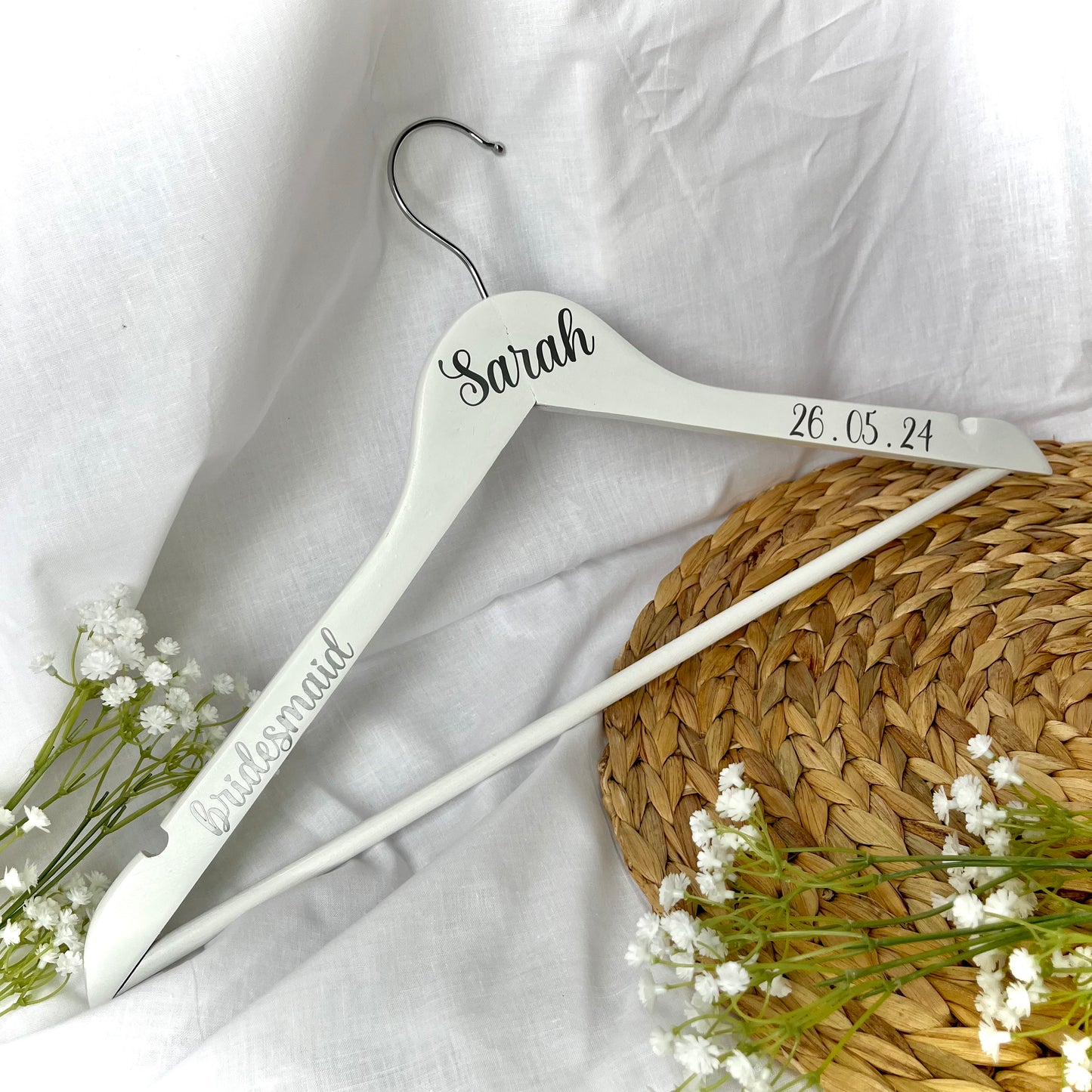 White Wooden Wedding Hanger