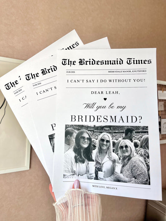 Wedding Newspaper - Bridesmaid / Maid of honour