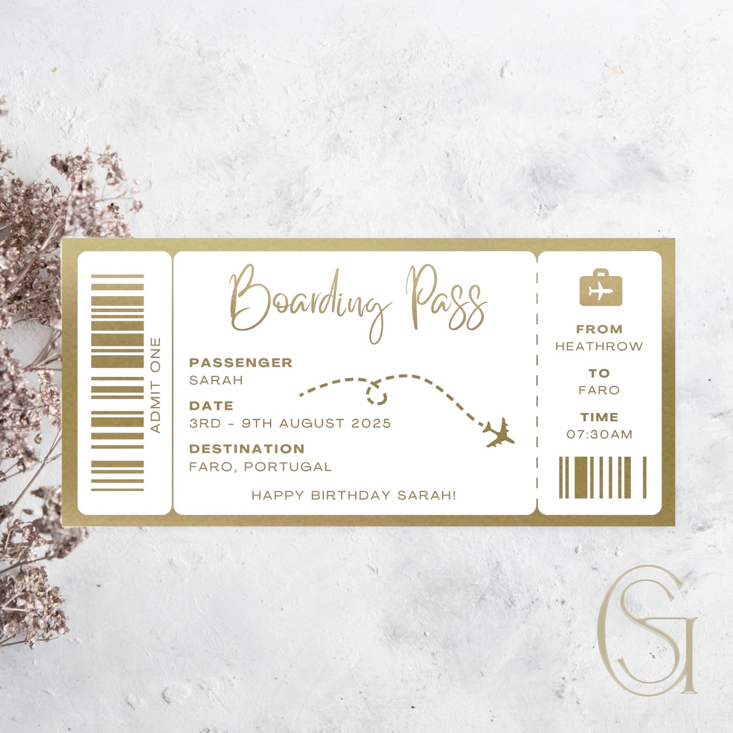 Foil Plane 'Boarding Pass'