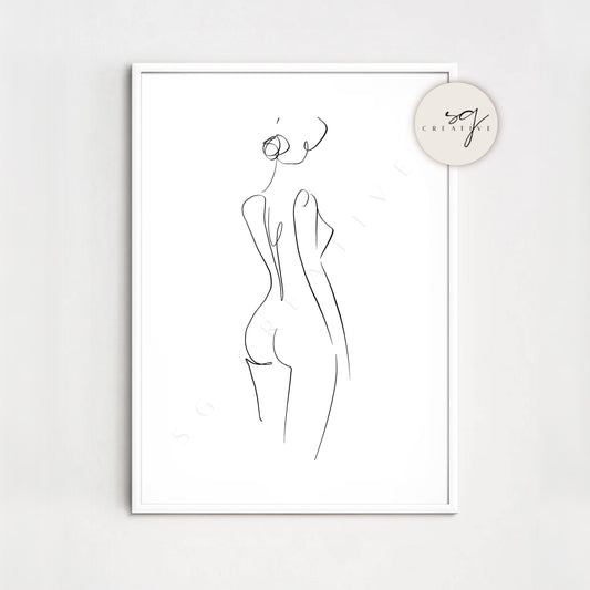 Female Silhouette Single Line Drawing Print
