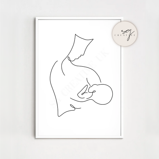 Mother & Child 2 Silhouette Drawing Print