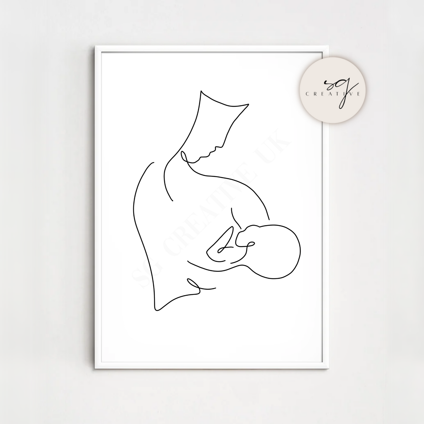 Mother & Child 2 Silhouette Drawing Print